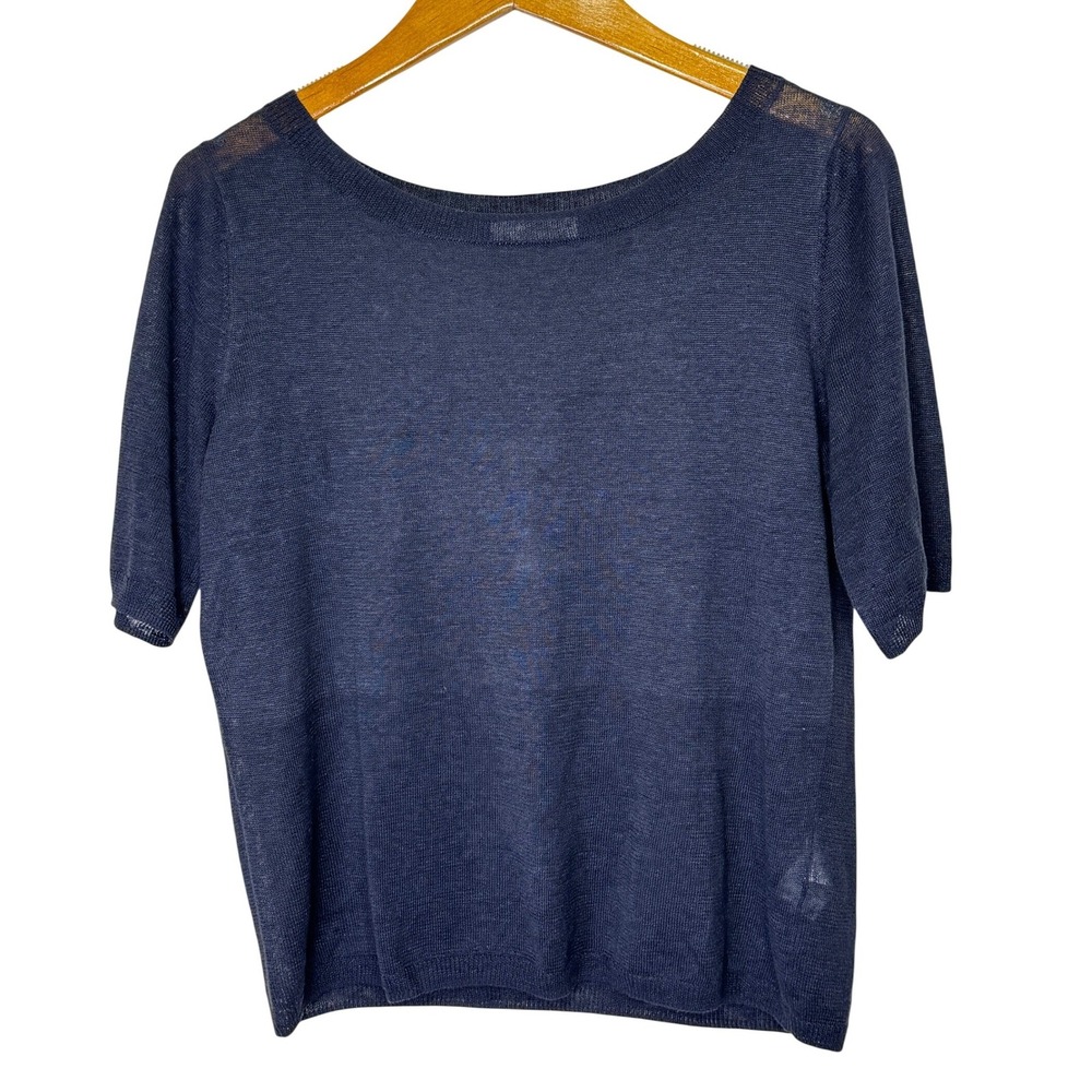 Majestic Filatures Deluxe Tricot Linen Short Sleeve Top 2/S Navy
